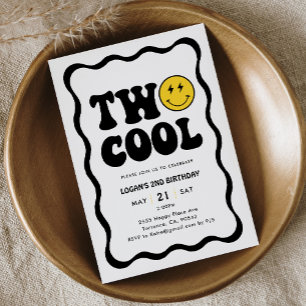 Retro Two Coola Boy 2:a födelsedagen Party Inbjudningar