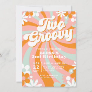 Retro Two Groovy 2:a födelsedagen Inbjudningar