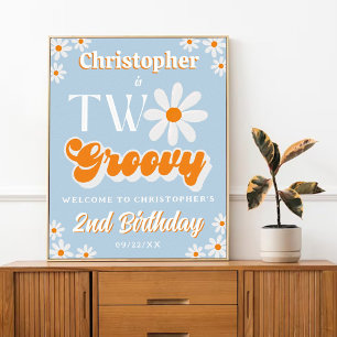 Retro Two Groovy Boys 2:a födelsedag Välkommen Poster