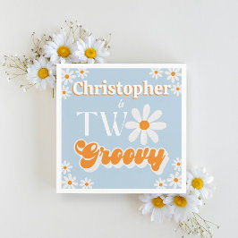 Retro Two Groovy Boys 2:a födelsedagen Pappersservett