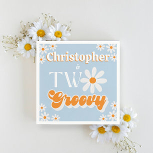 Retro Two Groovy Boys 2:a födelsedagen Pappersservett