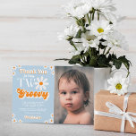 Retro Two Groovy Boys 2:a födelsedagsfoto Tack Kort<br><div class="desc">Säg tack i stil med det här trendiget...  2:a födelsedag tack kort. Mallformuleringen är enkel att anpassa och din familj och dina vänner kommer att bli glada när de får dessa fantastiska tack.</div>