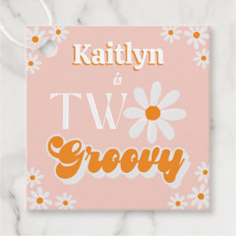 Retro Two Groovy Girls 2:a födelsedag Gåvor Etiketter