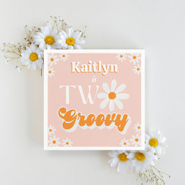 Retro Two Groovy Girls 2:a födelsedag Pappersservett