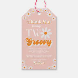 Retro Two Groovy Girls 2:a födelsedag Presentetikett