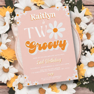 Retro Two Groovy Girls 2-årsdag Inbjudningar