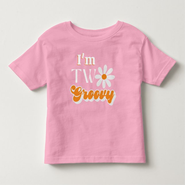 Retro Two Groovy Girls 2-årsdag T Shirt (Framsida)