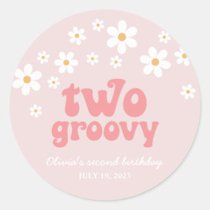 Retro Two Groovy tusenlapp boho blommig andra föde Runt Klistermärke