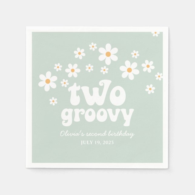 Retro Two Groovy tusenskönor boho blommig andra fö Pappersservett (Framsidan)