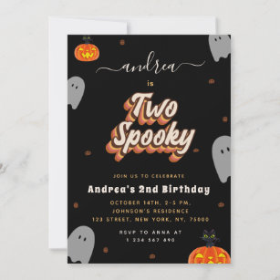 Retro Two Spooky 2:a Halloween-Födelsedagsfesten Inbjudningar
