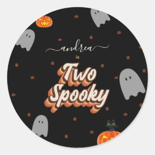 Retro Two Spooky 2:a Halloween-Födelsedagsfesten Runt Klistermärke