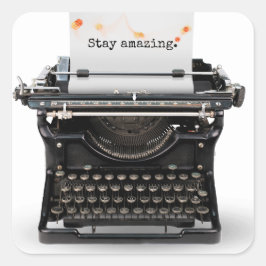 Retro Typewriter med offert Fyrkantigt Klistermärke