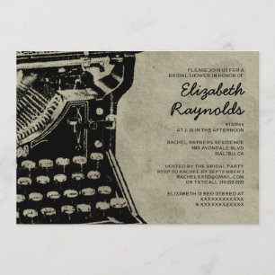 Retro Typewriter Nycklar Inbjudningskort för möhip