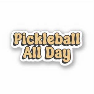 Retro-typografi av Gulten Pickleball, hela dagen Klistermärken