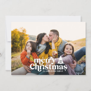 Retro-typografi av modern helgdag-fotopristmas julkort