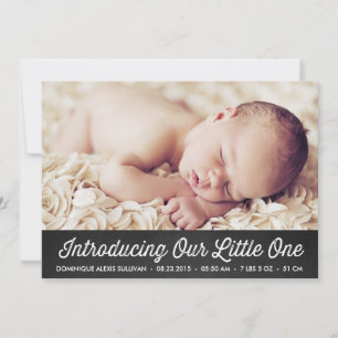 RETRO TYPOGRAFI CHALKBOARD BIRTH ANNOUNCEMENT MEDDELANDE