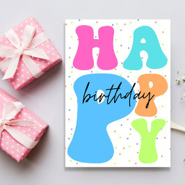 Retro typografi Färgglad Grattis på födelsedagen-k Kort