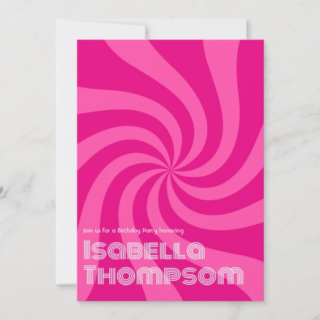 Retro typografi födelsedagsfest med groovy-vibbar inbjudningar (Framsida)