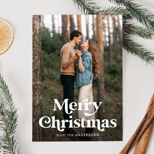 Retro typografi God Jul Foto Högtid Julkort