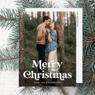 Retro typografi God Jul Foto Postkort Helg Vykort