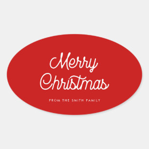 Retro-typografi God jul Ovalt Klistermärke