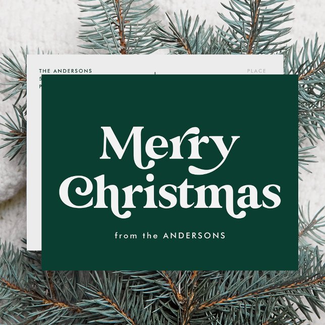 Retro typografi Grön God Jul Icke-foto Helg Vykort (Skapare uppladdad)