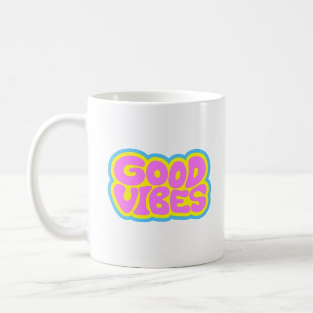 Retro-typografi-kopp för goda vibbar kaffemugg (Vänster)