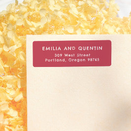 Retro typografi Körsbärs-röd bröllops returadress Etikett