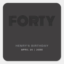 Retro typografi Modern Svart 40-årsdag
