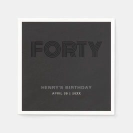 Retro typografi Modern Svart 40-årsdag Pappersservett