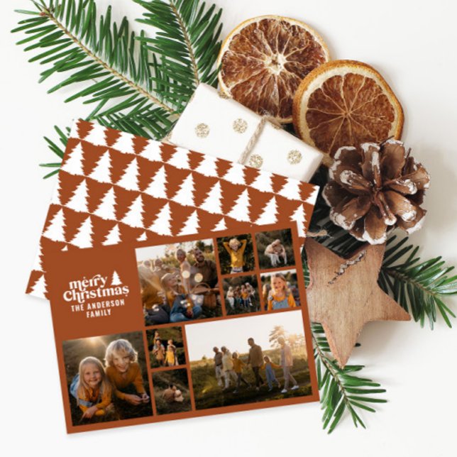 Retro-typografi modern terracotta-multifoto julkort (Skapare uppladdad)