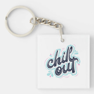 Retro typografi nyckelring "Chill Out"
