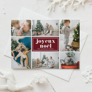 Retro typografi röd fotokollage "God Jul" Helg Vykort