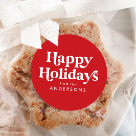 Retro typografi Röd God Jul Runt Klistermärke