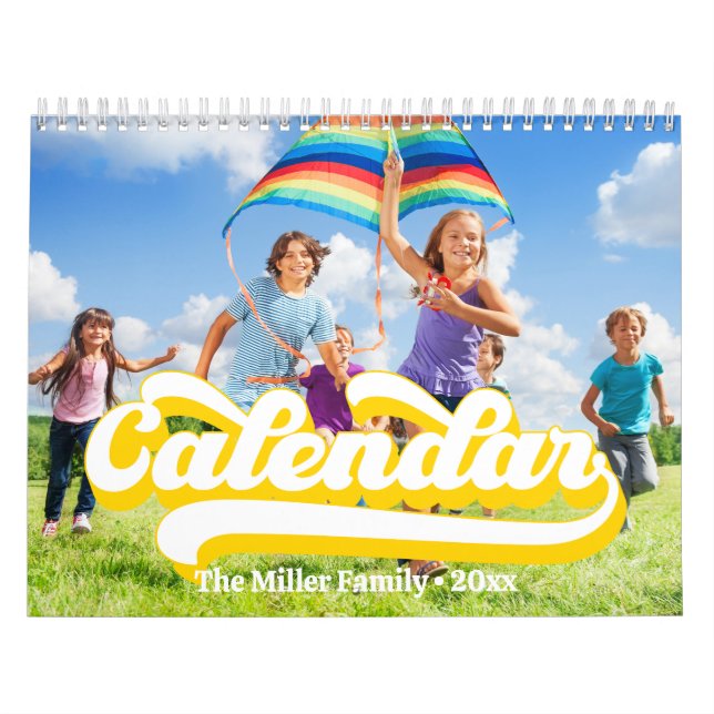 Retro-typografi, Stil-text, redigerbar Anpassnings Kalender (Omslag)