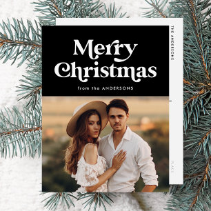 Retro typografi Svart God Jul Foto Helg Vykort