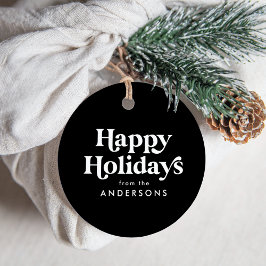 Retro Typography Black and White Glad helg Gåvor Etiketter