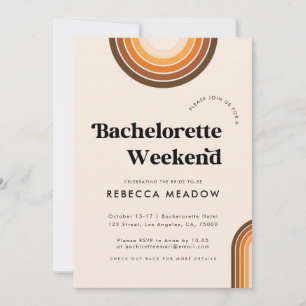 Retro Typography Boho Rainbow Bachelorette Party Inbjudningar