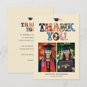 Retro Typography Colorful Trendig Photo Studenten Tack Kort