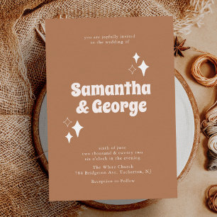 Retro Typography Earth Tones Modern Bröllop Inbjudningar