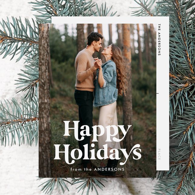 Retro Typography Glad helg Photo Vykort (Skapare uppladdad)