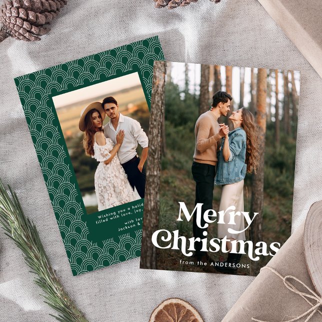 Retro Typography God jul 2 Photo Helgdag Julkort (Skapare uppladdad)