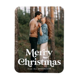 Retro Typography God jul Helgdag Photo Magnet