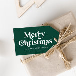 Retro Typography Grönt God jul Presentetikett<br><div class="desc">Festiv helgdag-märkre med "God jul" i vit,  stil-återgivning med grönt bakgrund. Anpassa framsidan av märkrn med grönt eller anpassningsbar. Designad att samordna med vår Retro Typography-julsamling.</div>