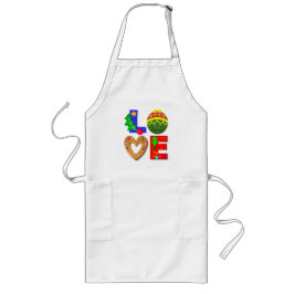 Retro Typography, Kärlek jul och cookies Långt Förkläde