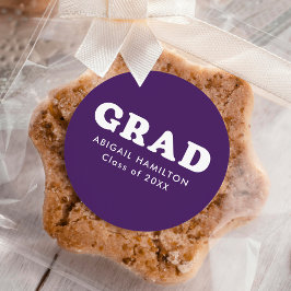 Retro Typography Lila Studenten Runt Klistermärke