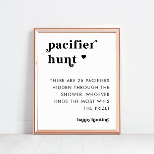 Retro Typography Nappar Hunt Baby Shower Sign Poster