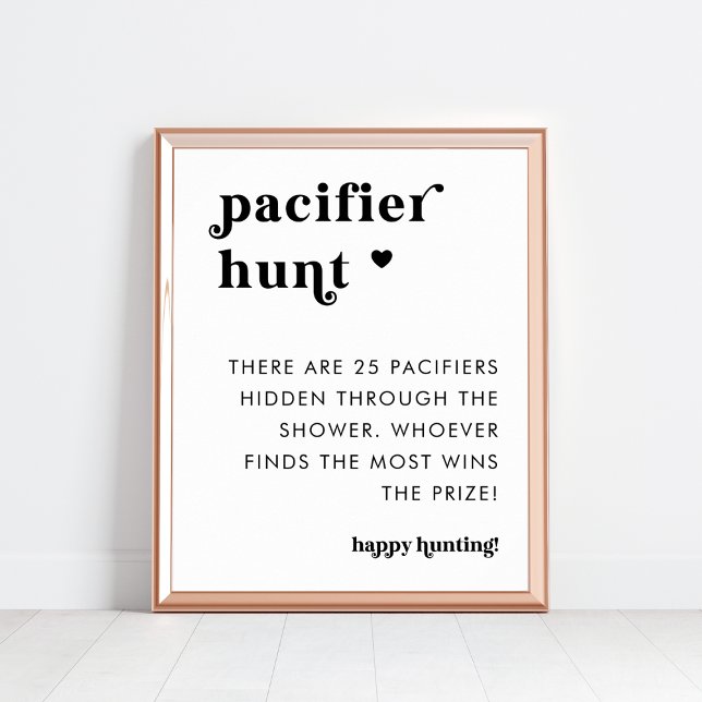 Retro Typography Nappar Hunt Baby Shower Sign Poster (Skapare uppladdad)