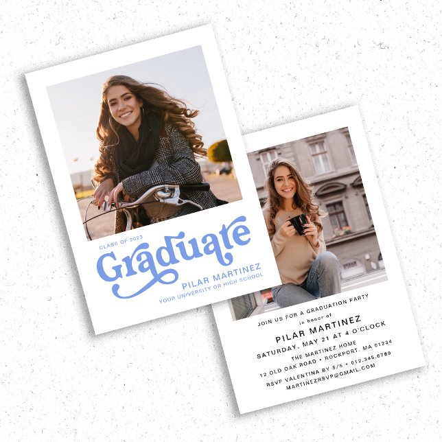 Retro Typography Photo 2023 Studentfest Inbjudningar (Skapare uppladdad)