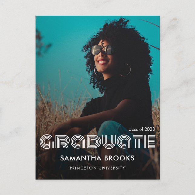 Retro Typography Photo Studenten Meddelande Vykort (Framsida)